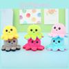 Cute Plush Reversible Octopus Keychain Adorable Mood Changing Animal Bag Charm