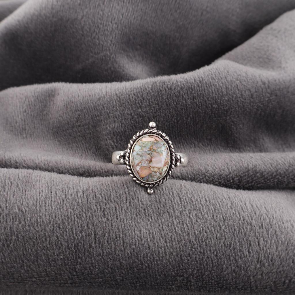 Ethiopian Copper Turquoise Ring, 925 Sterling Silver Jewelry, Handmade Ring Gemstone Jewelry  Gift For Women