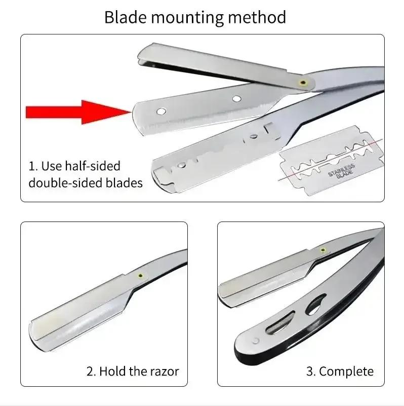 Men Professional Barber Razor Manual Shaver Straight Edge Stainless Steel Shaver Folding Shaving Shave With Blade for Daily Use