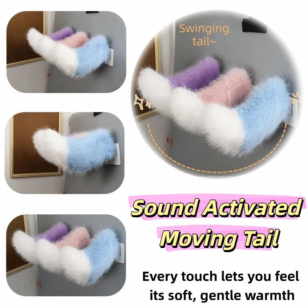 Rechargeable Sound Activated Moving Tail Fluffy Plush Plush Wagging Tail Electric Bicycle