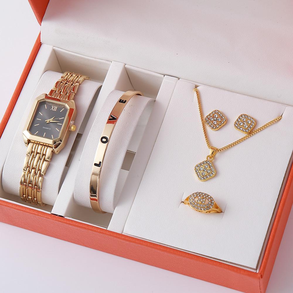 Minimalist and Niche Big Brand Fashionable Women's Watch Jewelry Set Quartz Gold Bracelet Watch