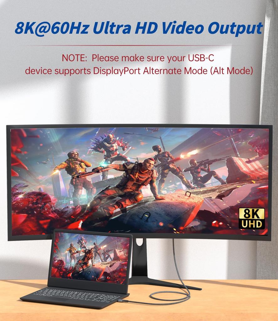 USB4 Cable 240W Ultra Fast Charging 40Gbps High Speed Data Transfer Video Output Thunderbolt 4 Compatible Certified MacBook Mac Mini iPad Pro SSD