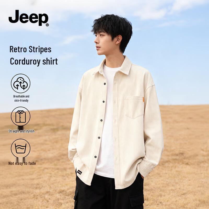 JEEP Men s Corduroy Lapel Casual Shirt 3XL