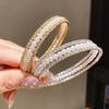 Pearl Beaded Threelayer Open Bracelet With Rhinestone Embellishments For Elegant Womens Jewelry