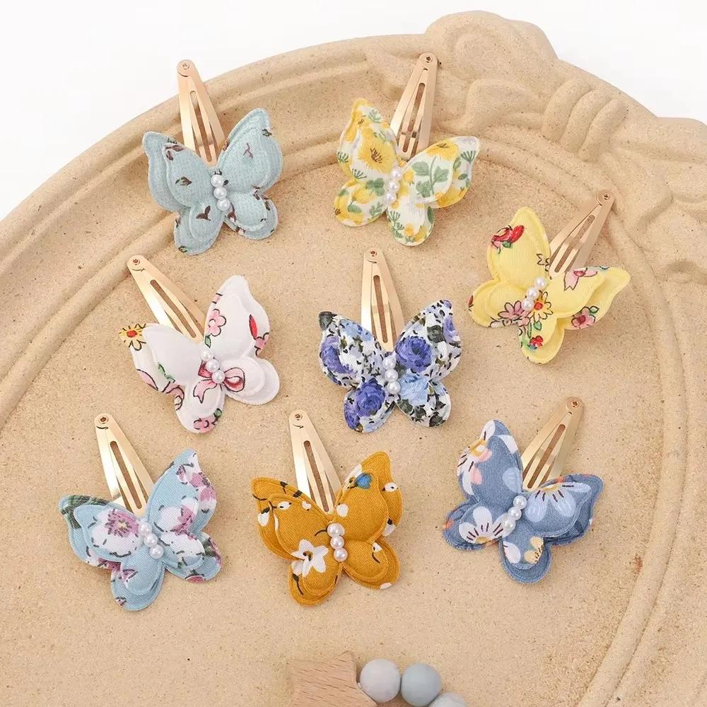 40 Style Butterfly Hair Clips Print Alloy Hairpin Simulated Pearl Bow Hair Clip Kids Hairbangs Diy Korean Accessories