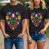 Floral Heart Folk Art T-Shirt Unisex Colorful Boho Flower Graphic Tee Hippie Top