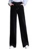 MDMYXJP Corduroy Perfect for Fall and MD371 Women's Pants, Wide-Leg, Fleece-Lined, Warm, Long, High-Waisted Bottoms, Winter, (JP, Alphabet, L, Black)