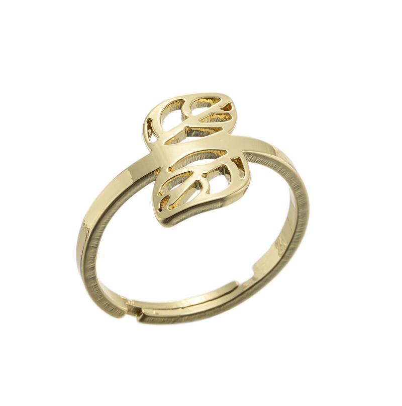 

New Trendy Stainless Steel Woman Ring Zircon 2024 Bohemia Vintage Plant Branch Leaves Flower Adjustable Open Rings Accessories resizable
