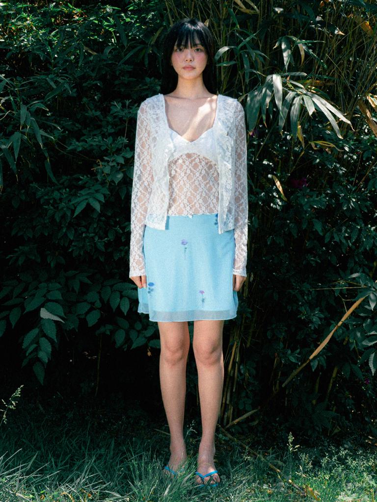 MOROA Rose Lace Cardigan - White