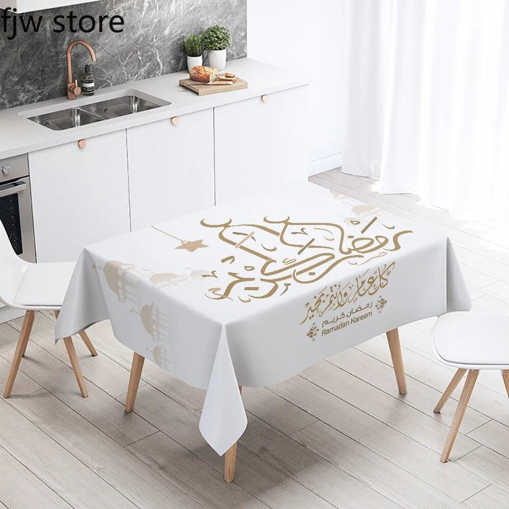 Ramadan Kareem Decorative Tablecloth Islamic Muslim Mosque Ramadan Mubarak Decorative Tablecloth Home Decoration Anti-fouling