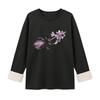 Women's Lined Long Sleeve Round Neck Halloween Print Tops for Winter Casual Wear