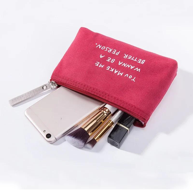Soft Canvas Dot Print Women Cute Cosmetic Bag Toiletries Organizer Portable Make Up Bags Case Travel Storage Bag