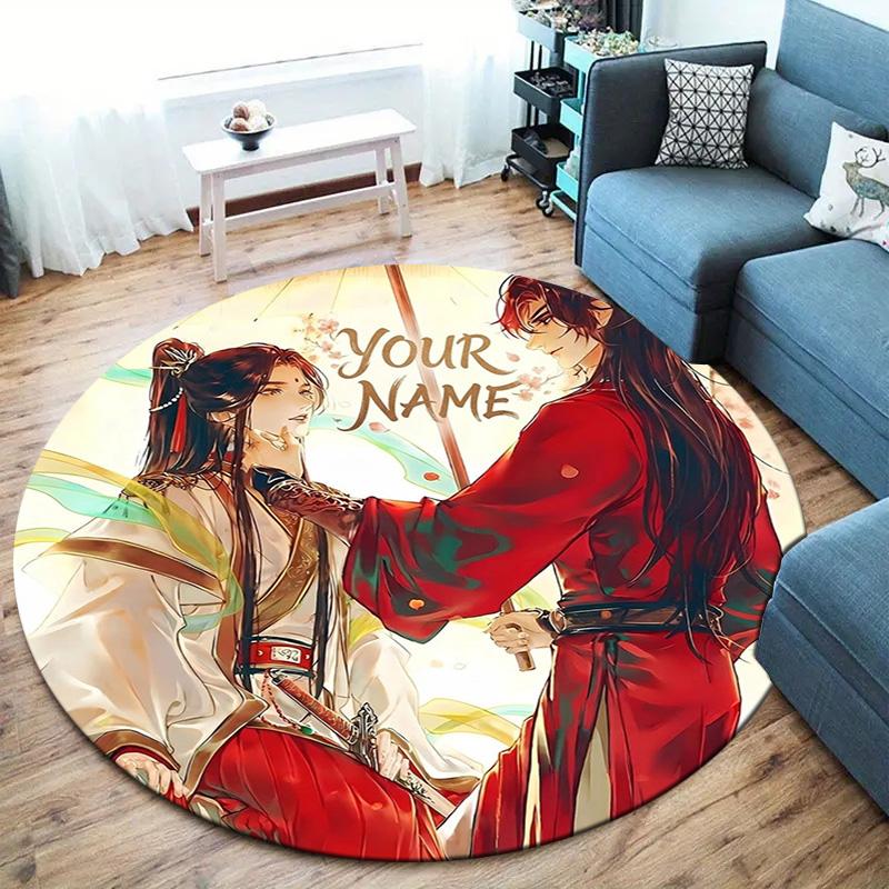 Cherry Blossom Romance Custom Name Round Area Rug Carpet Rug For Living Room Bedroom Sofa Playroom Decor Nonslip Floor Mat