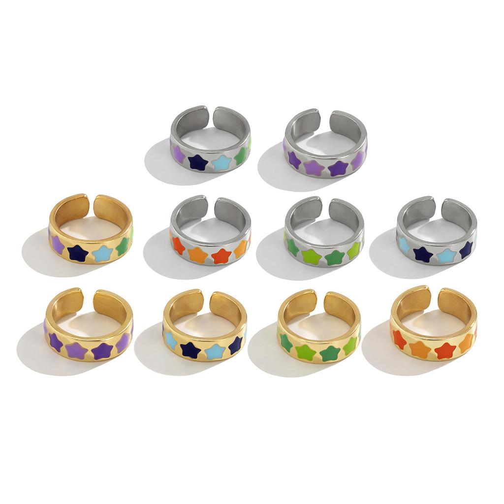 Accessori, Anello Semplice a Stella Aperto, Anello a Cuore di Pesca Gocciolante Macaron Dolce e Fresco per Donna