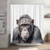 Chic Bathroom Decor: Super Realistic Monkey Print Shower Curtain for Home Bathrooms White Background Design with Cartoon Animal