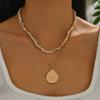 Shell pendant, collarbone chain, femininity, versatile design, thin chain, conch metal necklace.