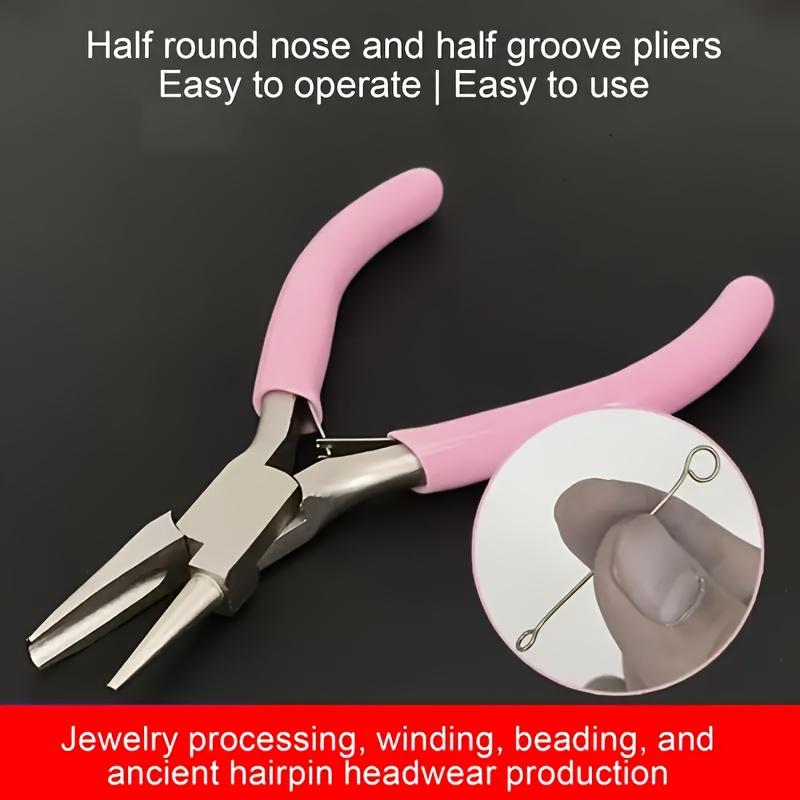 Stainless Steel Precision Wire Bending Tool - Half-Round Concave Pliers for DIY Jewelry Making, Handheld Wire Winding & Shaping, Sleek Finish