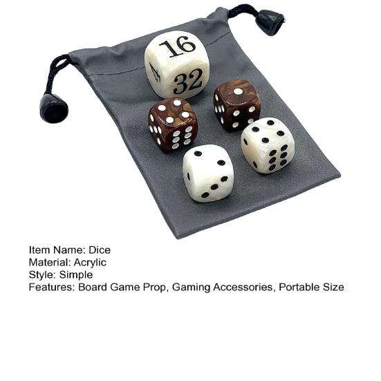 1/2/3 Sets 22MM Backgammon Dice Kit Portable Travel Acrylic Pearlescent Doubling Cube Game Night Board Game Dice Gaming Accessories