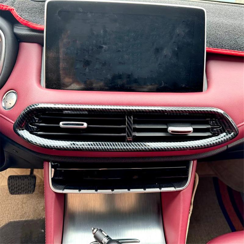 A87Q-For MG HS -2024 ABS Carbon Fiber Car Center Console AC Air Outlet Vent Frame Cover Trim Interior Accessories LHD