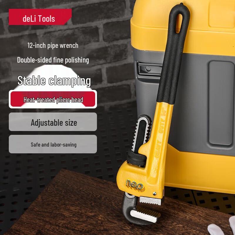 Deli Heavy-Duty Pipe Wrench CN plug (adapter included)