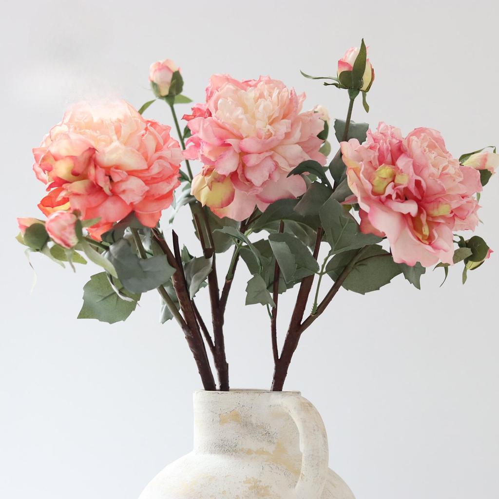 High-Quality Burnt Edge Silk Peony - Artificial Flower for Home Decor & Photography