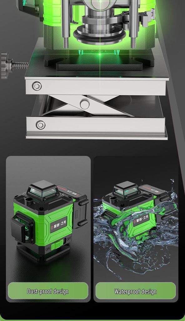 Green Light 8/12/16 Laser High-Precision Red Infrared Level for Outdoor Wall and Floor Mounting