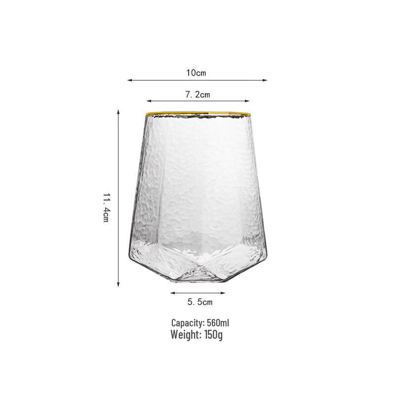 Shangqi Kristall-Rotweingläser mit diamantgehämmerter Goldrand (2er Set)