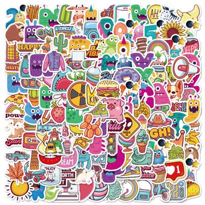 100 Small Size 4Cm Cute Creative Graffiti Mix And Match Stickers Q Version English Letter Animal Stickers