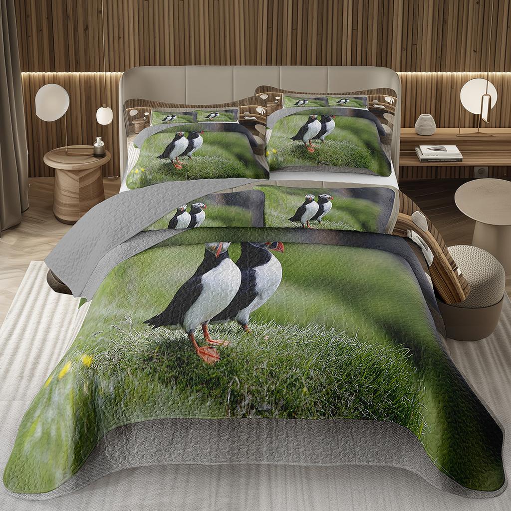 Wild Animal Bird Bedspreads Parrot Quilted Coverlet Botanical Plant Tree Branch Bedding Wildlife Quilt Set Twin/Full/Queen/King