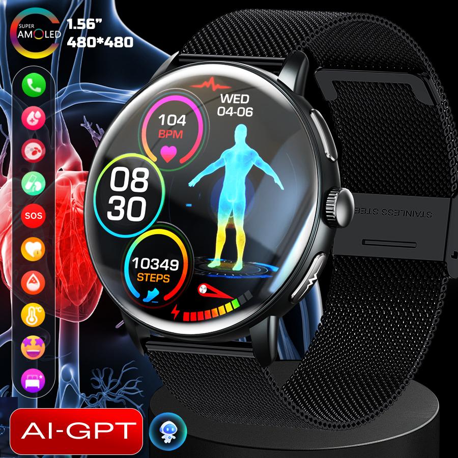 SACOSDING AMOLED Screen Men Smart Watch  Health Monitoring AI Dial AI intelligent Q&A BT Calling Outdoor Sports Fitness Women Smartwatch