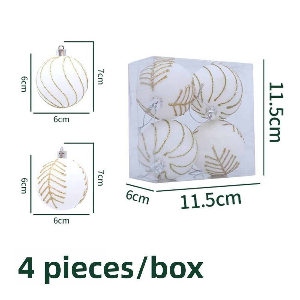 4PCS New Flocked Christmas Ball Pendant 6cm DIY Xmas Tree Charm Xmas Tree Ornament Party Decoration