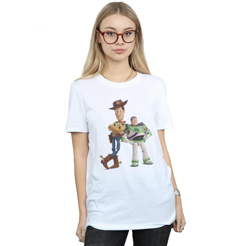 Disney Womens/Ladies Toy Story Buzz And Woody Standing Cotton Boyfriend T-Shirt