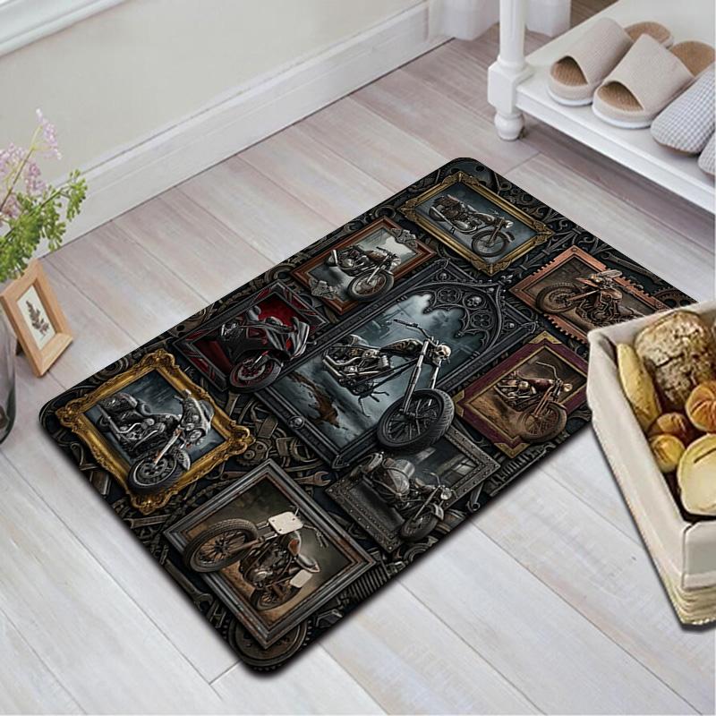 Motorcycle Art Rug Pattern Rug Floor Mat for Living Room or Bedroom Soft and Comfortable Carpet a Gift for Birthday and Holiday.