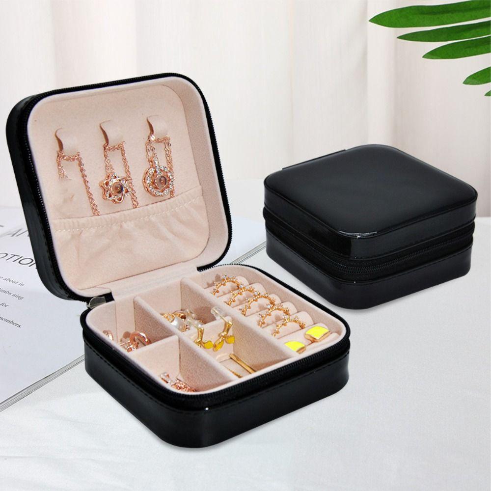 PU Leather Earrings Storage Case Large Capacity Mini Jewelry Display Box  Travel