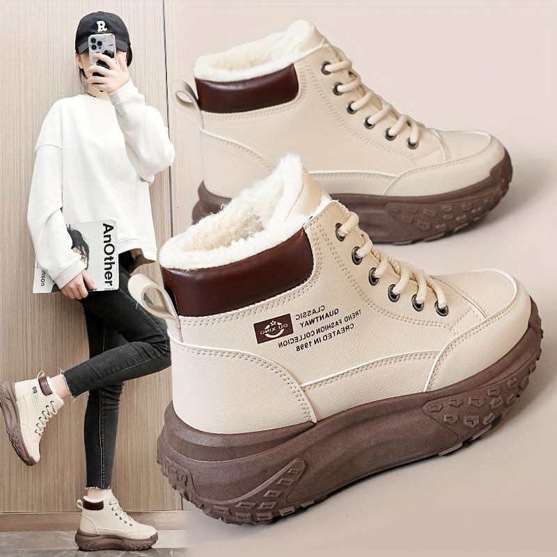Autumn and Winter Women's Soft Comfortable Fleece-Lined Warm Boots, Suitable for Outdoor Activities in Cold Weather