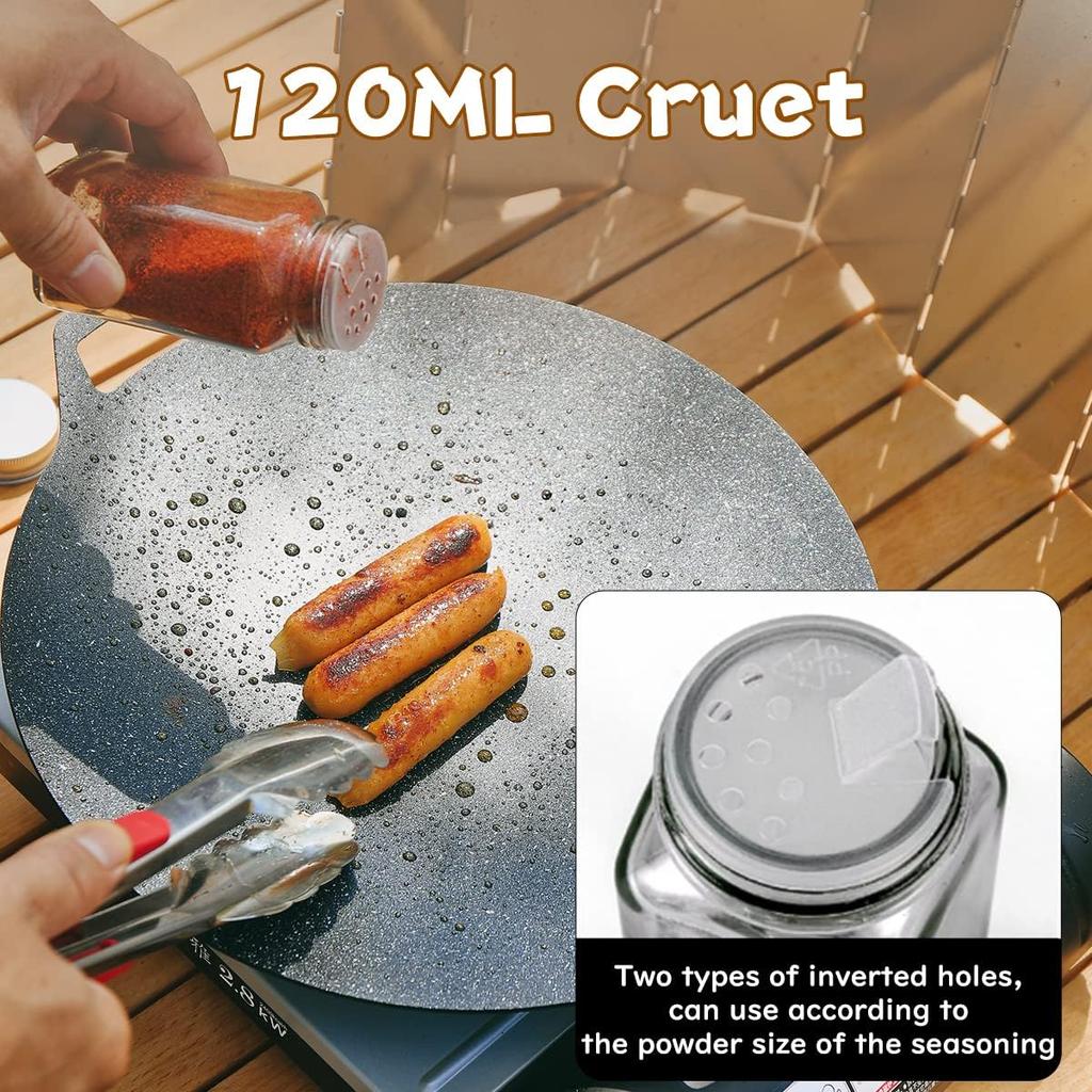 HIKEMAN Camping Portable Spice Set with 9 Spice Containers Pepper & Salt Spice Shakers, Separable Storage Bag for Outdoor Travel Camping BBQ Picnic