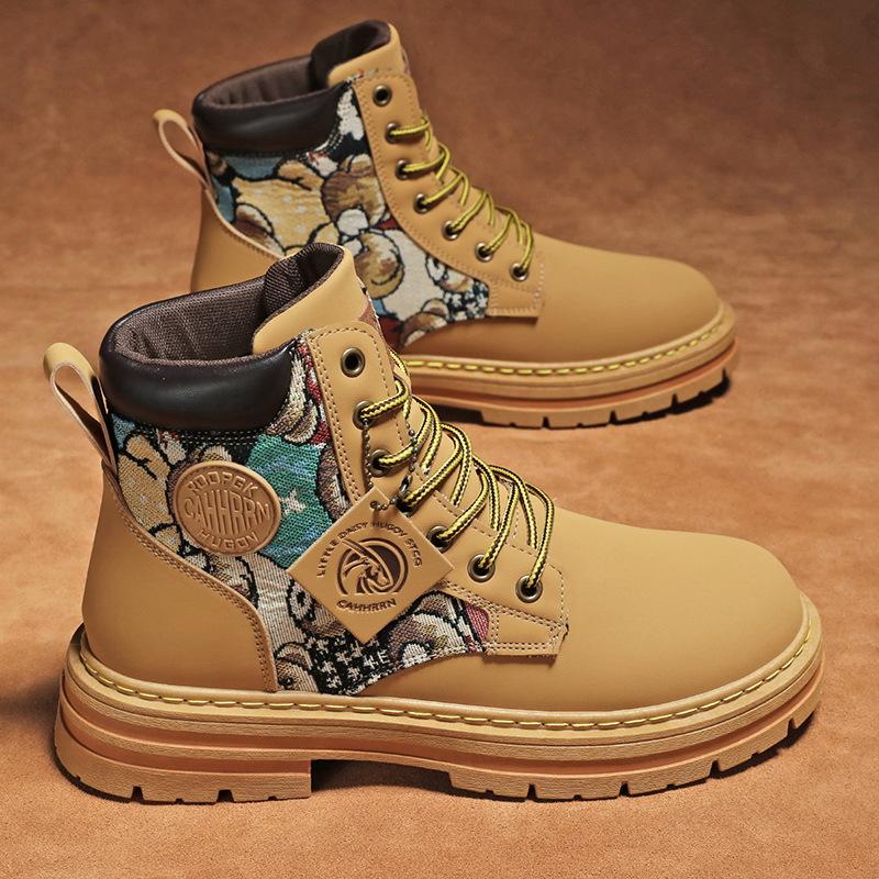 

Модные мужские ботинки Модные мотоциклетные ботинки Водонепроницаемые кожаные ботинки Новые ботинки на платформе со шнуровкой Высокие ботинки для мужчин Ботинки Botas Hombre 39 хаки