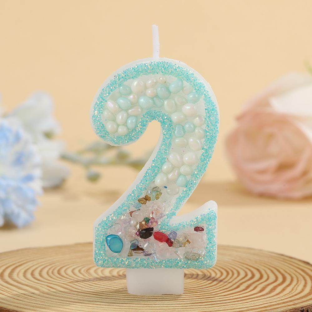 Handmade Double Color Swan Stone Number Candle for Children's First Birthday Cake