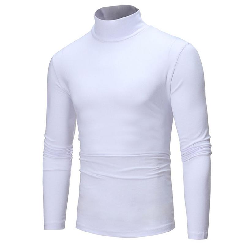 Spring and Autumn Men's Slim Fit Stand Up Collar Base Shirt, High Neck Long Sleeved T-shirt, Casual Versatile Solid Color Pullover