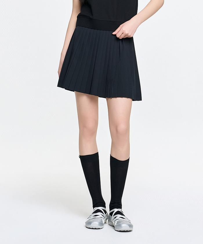 Emelbi Women'S Varsity Sporty Pleated Mini Skirt Ny (Black)