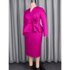 Plus Size Women Long Sleeve V Neck Bodycon Dress For Banquet Commute