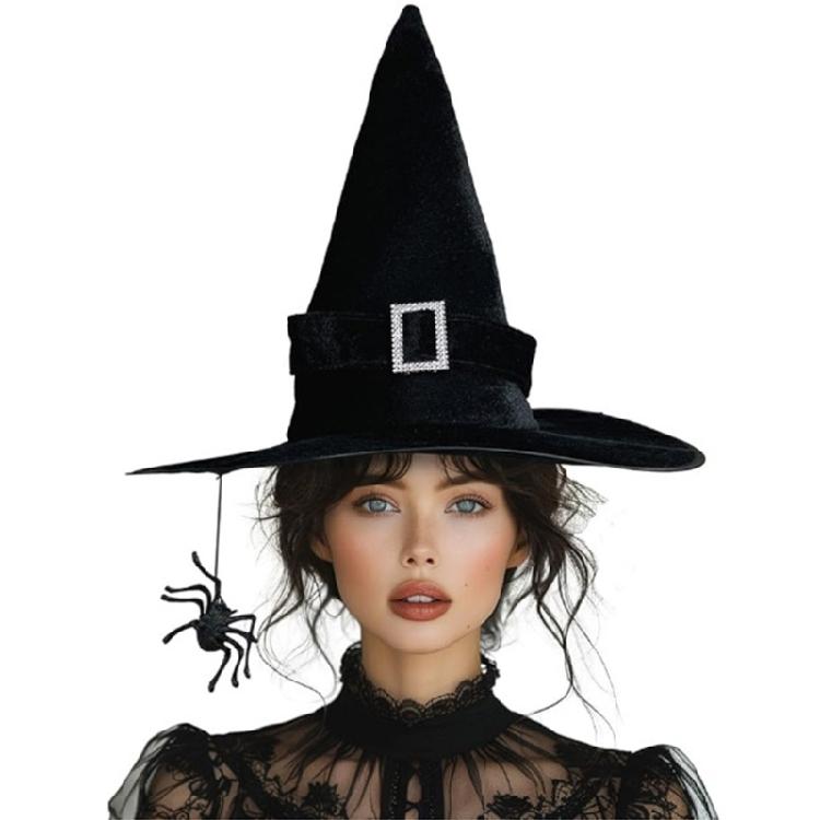 Black Halloween Hat Widget Wide Border Pointed Hat Fashion Party Headgear for Halloween Celebrations