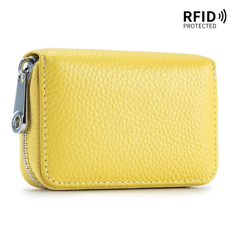 Card bag organ zipper men's cowhide rfid anti-theft brush magnetic women's card holder