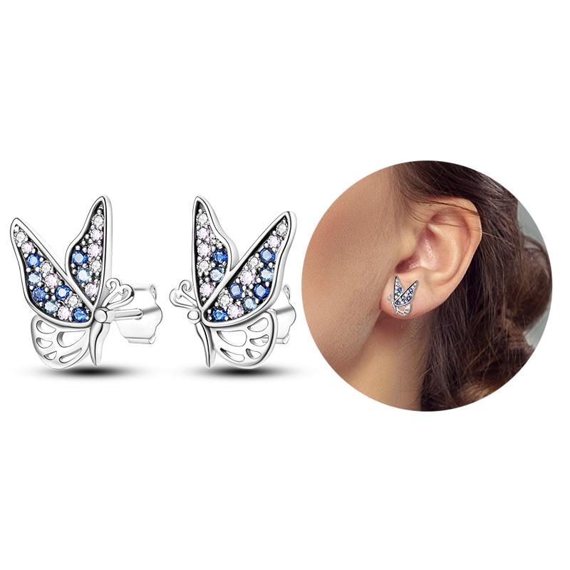 Silver 925 Heart CZ Cubic Zircon Round Daisy Flower Trio Stud Earrings for Women Silver S925 Original Fashion Jewelry