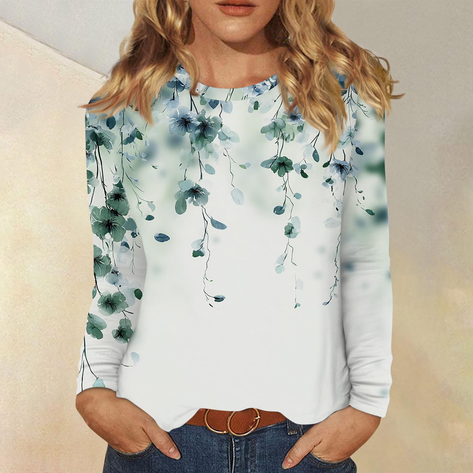 

Женский модный пуловер с цветочным принтом и длинными рукавами L белый