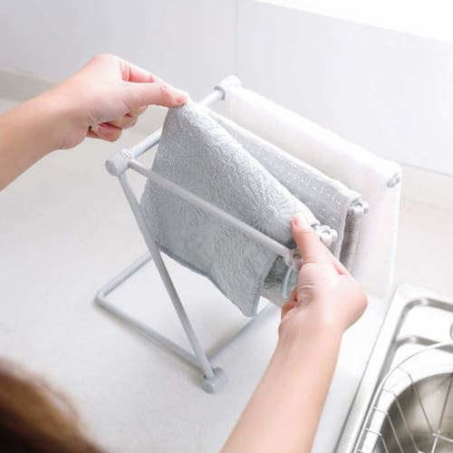 Liroyal Towel Rack, Dish Drying Stand, Holds 4 Dishcloths, Flower Design, Dish Drainer, Dish Holder, Bottle Drainer, Over-the-Sink Dish Drainer, Stove