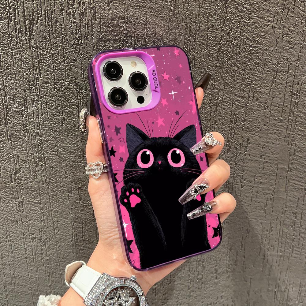 Black Cat Pattern Phone Case Case for iPhone17 16 15 14 13 12 11 Pro/ Max/Plus Shock-proof Rear Cover Anti-fingerprint