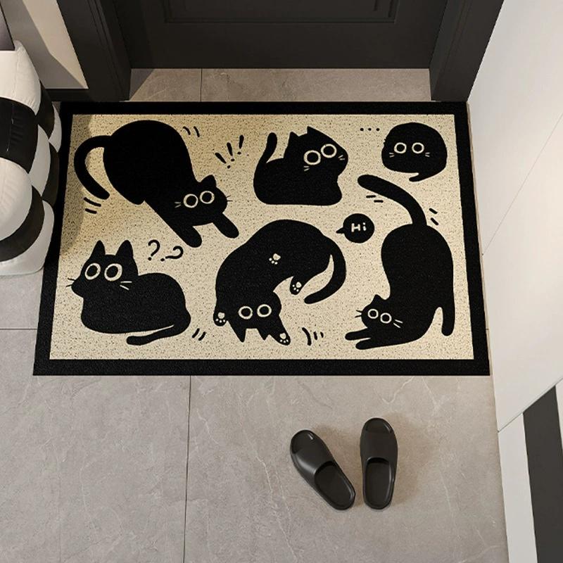 1PC Black Cat Carpet Welcome Mat Cute Cartoon Nonslip Area Doormat Carpet for Live Room Rug Bedroom Outdoor Carpet Home Decor