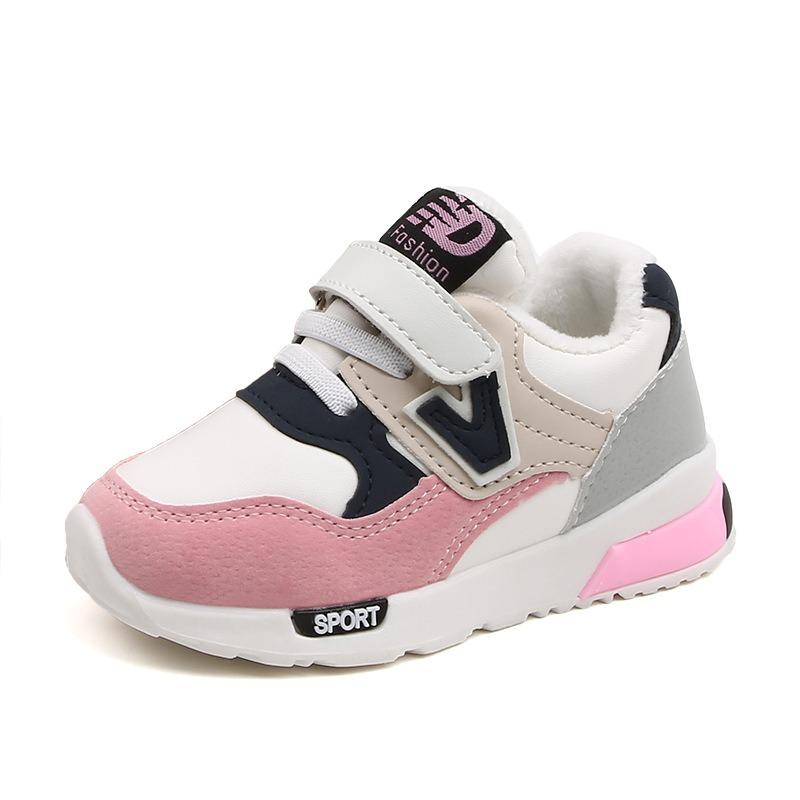 New Fall/Winter Cotton-Padded Kids' Sneakers – Classic Color-Block Design, Warm Versatile Running Shoes for Children
