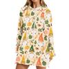 Women's Christmas Print Long Sleeve Hooded Sweatshirt with Festive Holiday Design